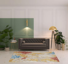 4' X 6' Ivory Yellow And Blue Wool Abstract Tufted Handmade Stain Resistant Area Rug