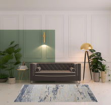 Blue Gray And Ivory Wool Abstract Tufted Handmade Stain Resistant Area Rug - 4' x 6'