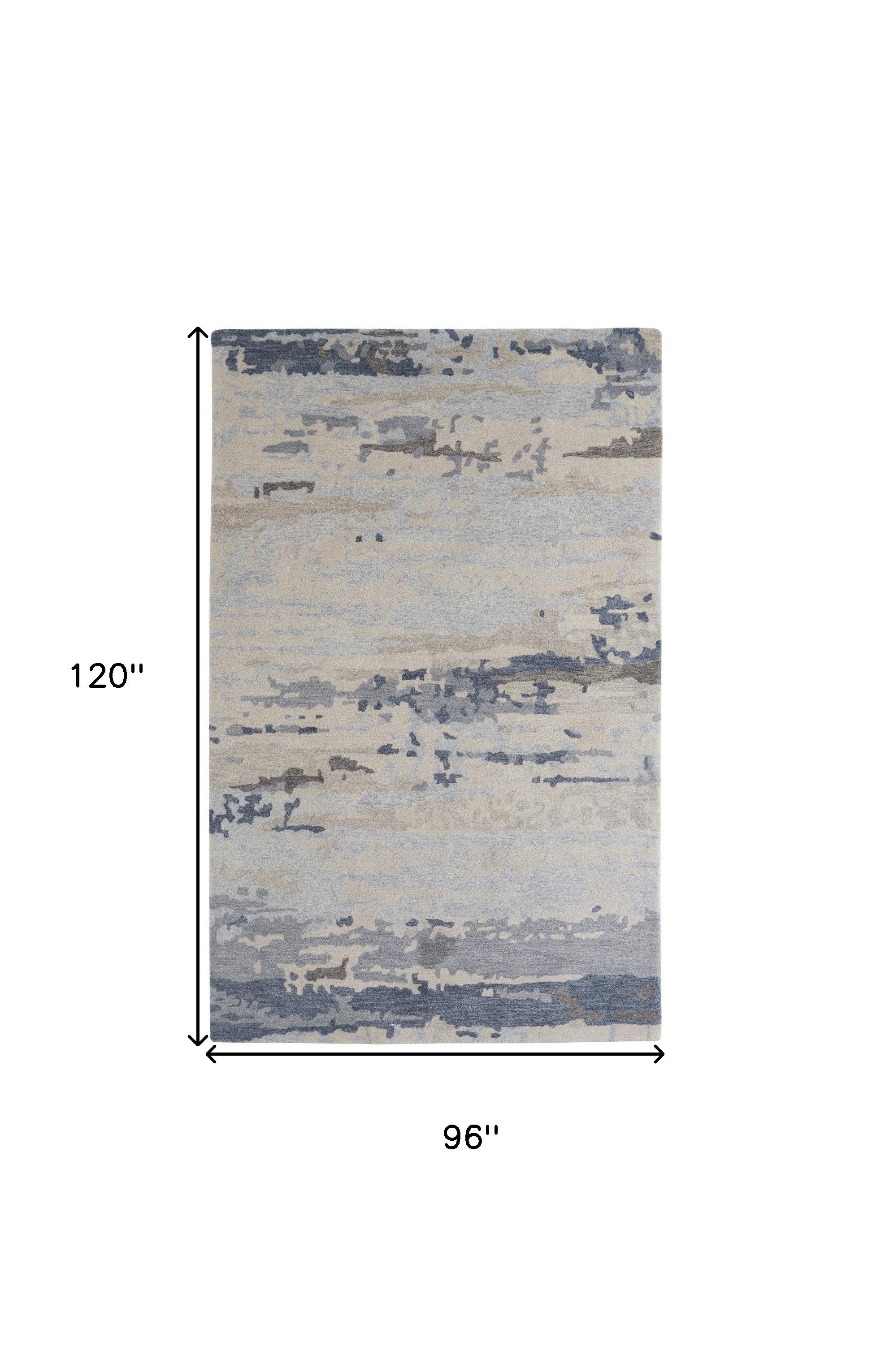 Blue Gray And Ivory Wool Abstract Tufted Handmade Stain Resistant Area Rug - 4' x 6'