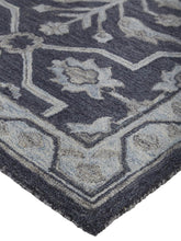4' X 6' Blue And Gray Wool Floral Tufted Handmade Stain Resistant Area Rug
