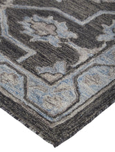 4' X 6' Blue And Gray Wool Floral Tufted Handmade Stain Resistant Area Rug