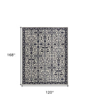 4' X 6' Blue And Gray Wool Floral Tufted Handmade Stain Resistant Area Rug
