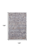 4' X 6' Gray Blue And Orange Abstract Power Loom Distressed Stain Resistant Area Rug