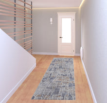 4' X 6' Blue Gray And Orange Geometric Power Loom Stain Resistant Area Rug