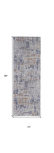 4' X 6' Blue Gray And Orange Geometric Power Loom Stain Resistant Area Rug
