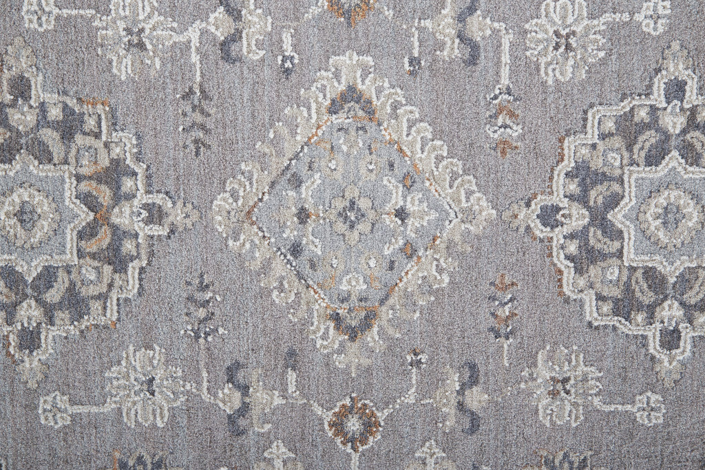 4' X 6' Gray Floral Power Loom Stain Resistant Area Rug