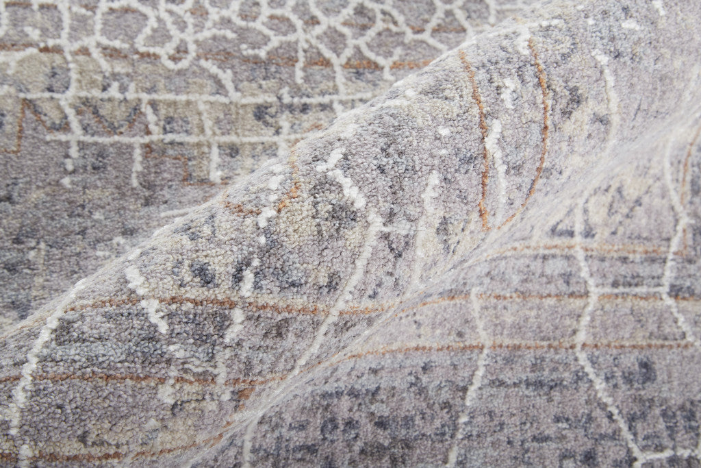 4' X 6' Gray And Ivory Floral Power Loom Distressed Stain Resistant Area Rug