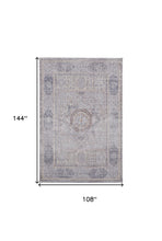 4' X 6' Gray And Ivory Floral Power Loom Distressed Stain Resistant Area Rug