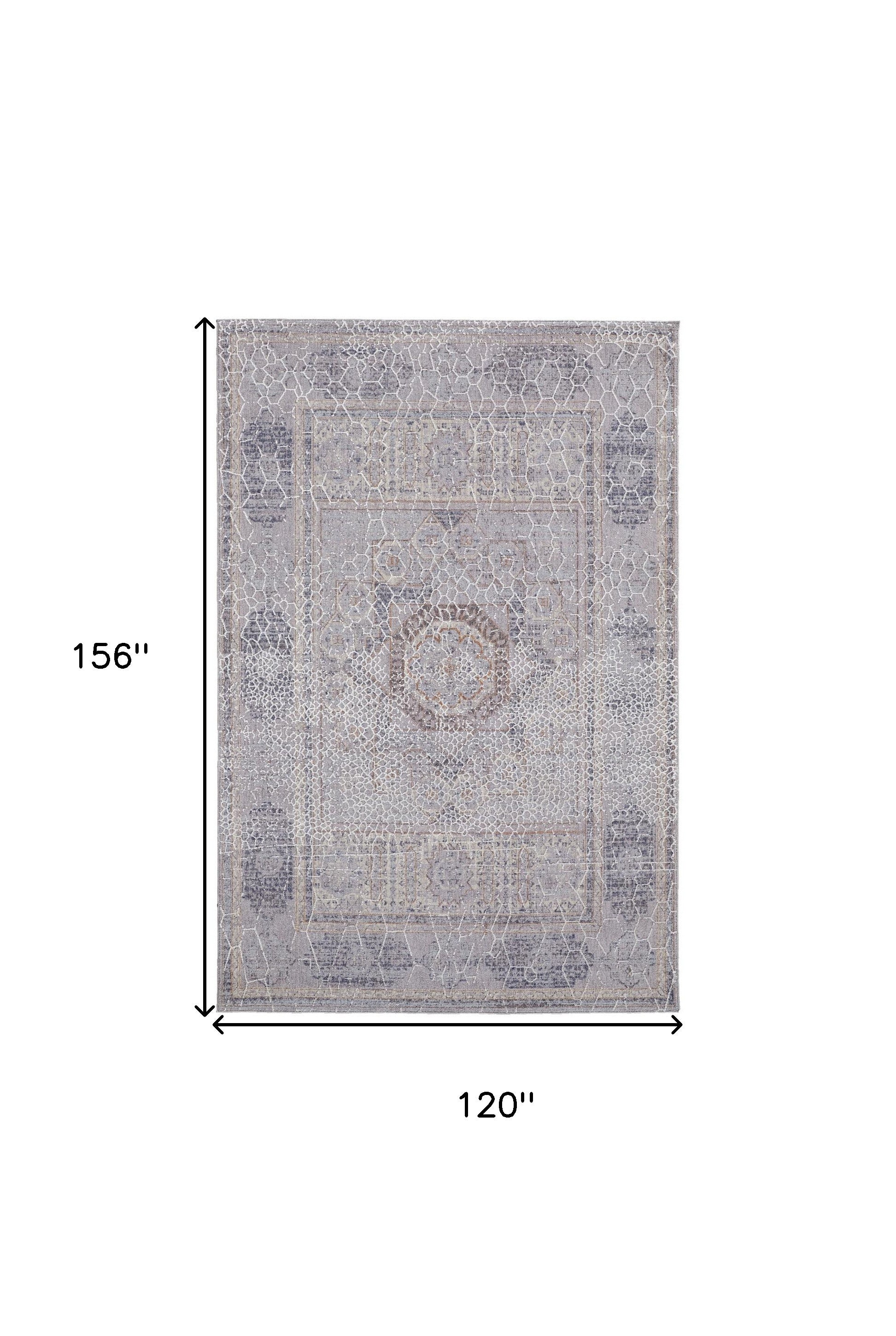 4' X 6' Gray And Ivory Floral Power Loom Distressed Stain Resistant Area Rug