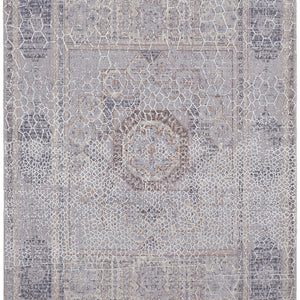 4' X 6' Gray And Ivory Floral Power Loom Distressed Stain Resistant Area Rug