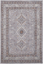 4' X 6' Gray Orange And Ivory Floral Power Loom Stain Resistant Area Rug