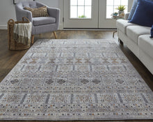4' X 6' Orange Gray And White Geometric Power Loom Distressed Stain Resistant Area Rug