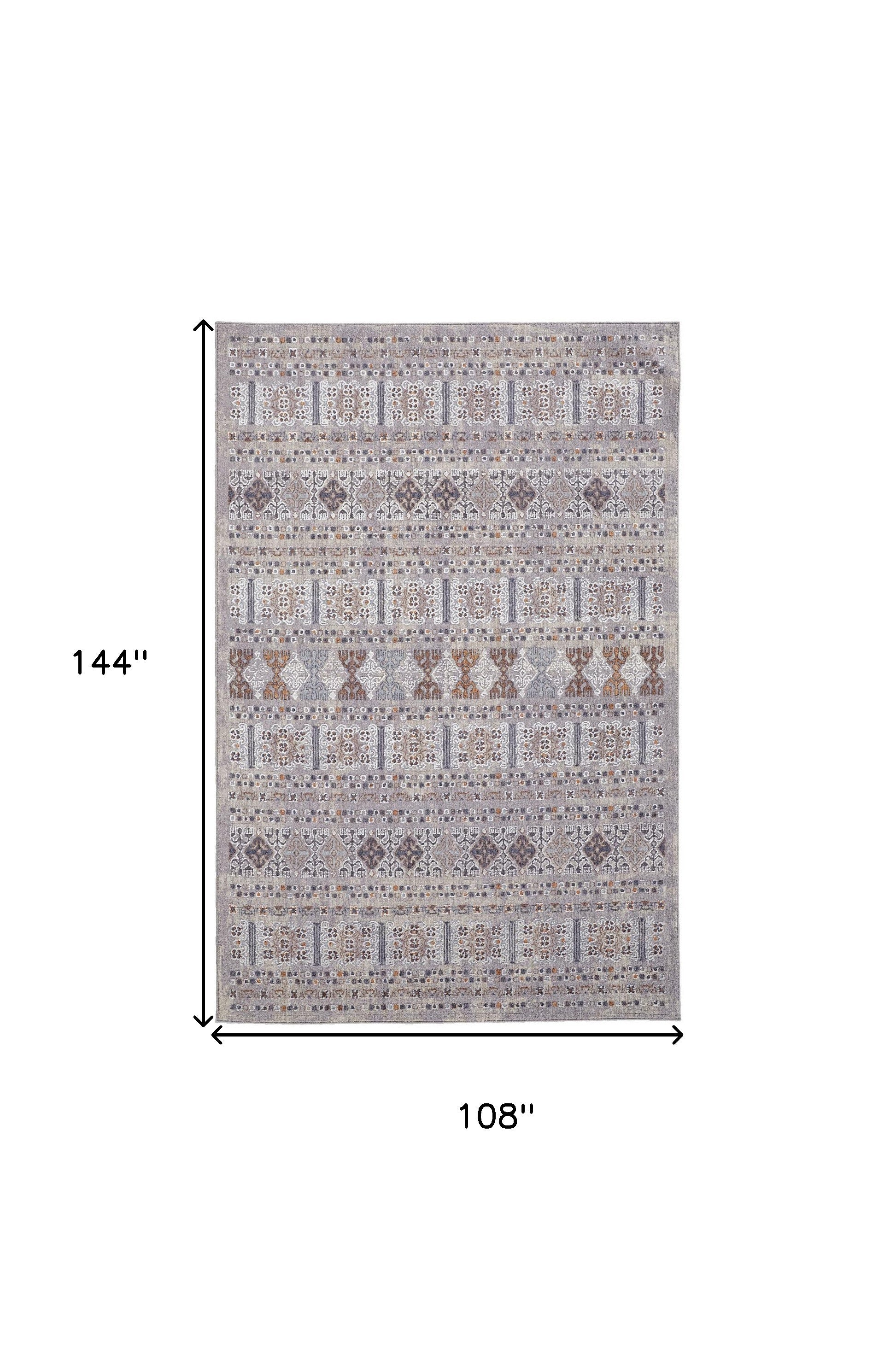 4' X 6' Orange Gray And White Geometric Power Loom Distressed Stain Resistant Area Rug