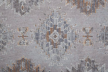 4' X 6' Gray Orange And Blue Geometric Power Loom Distressed Stain Resistant Area Rug