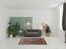 Taupe Gray And Blue Floral Stain Resistant Area Rug - 5' x 8'