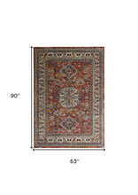 Taupe Gray And Blue Floral Stain Resistant Area Rug - 5' x 8'