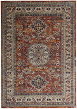 Taupe Gray And Blue Floral Stain Resistant Area Rug - 5' x 8'