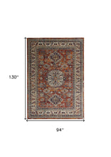 Taupe Gray And Blue Floral Stain Resistant Area Rug - 5' x 8'
