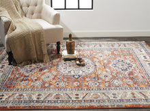 Taupe Gray And Blue Floral Stain Resistant Area Rug - 5' x 8'