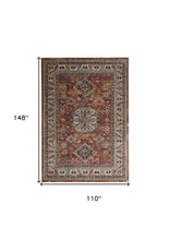 Taupe Gray And Blue Floral Stain Resistant Area Rug - 5' x 8'