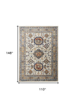 5' X 8' Gray Brown And Blue Floral Stain Resistant Area Rug