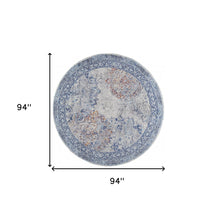 5' X 8' Blue Ivory And Red Floral Power Loom Distressed Stain Resistant Area Rug