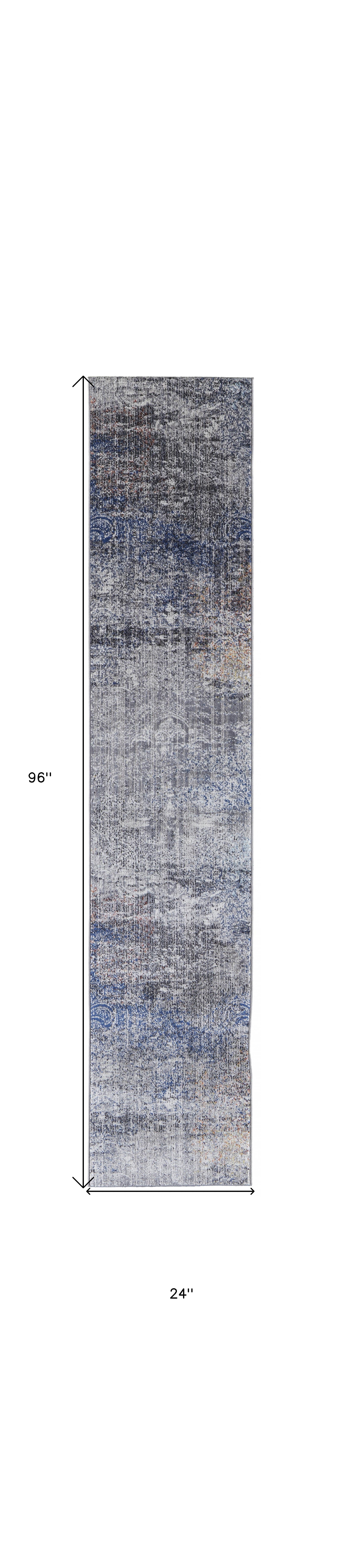5' X 8' Taupe Blue And Ivory Abstract Power Loom Distressed Stain Resistant Area Rug