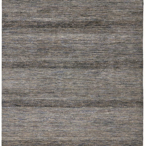 8' X 10' Gray Wool Striped Hand Knotted Area Rug