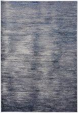 Blue Gray And Ivory Striped Power Loom Distressed Area Rug 4' x 6'