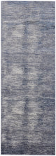 Blue Gray And Ivory Striped Power Loom Distressed Area Rug 4' x 6'