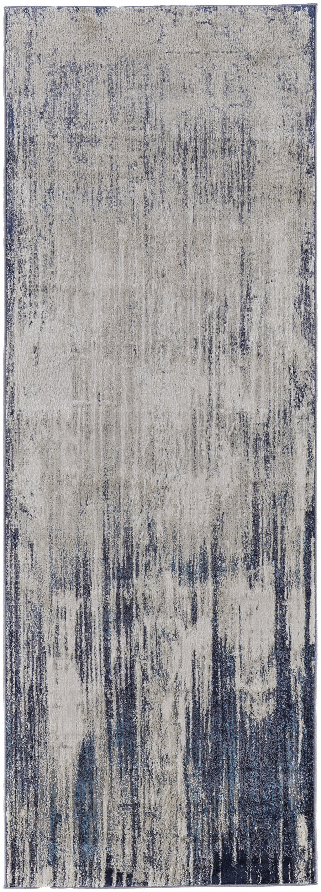 4' X 6' Tan Blue And Ivory Abstract Power Loom Distressed Area Rug