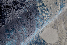 4' X 6' Ivory Blue And Black Abstract Power Loom Distressed Area Rug