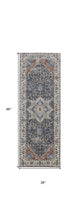 5' X 8' Ivory Blue And Red Floral Power Loom Area Rug With Fringe