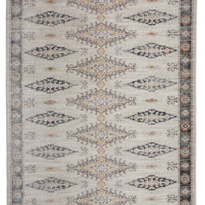 4' X 6' Gray Blue And Orange Floral Stain Resistant Area Rug