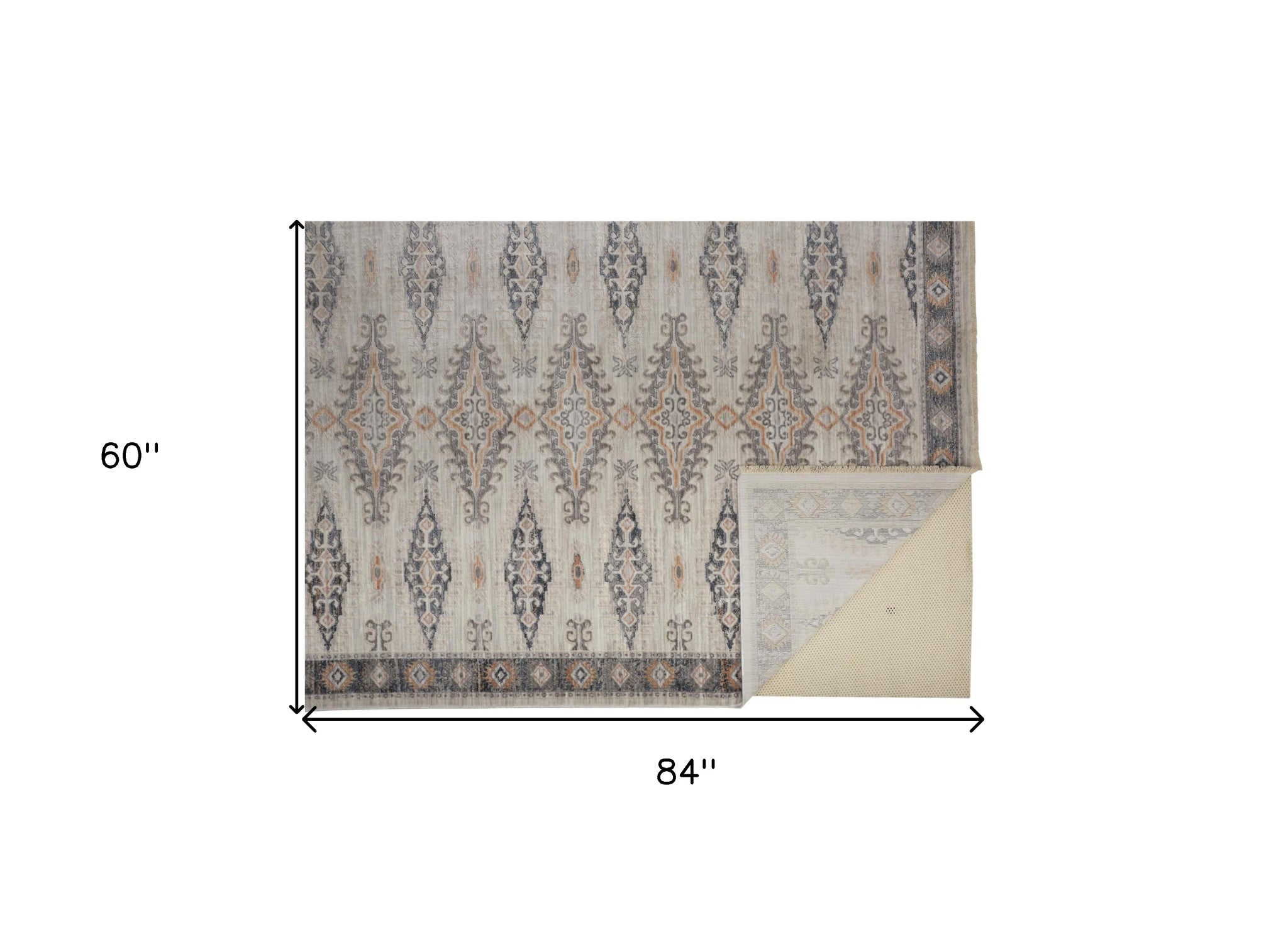 4' X 6' Gray Blue And Orange Floral Stain Resistant Area Rug