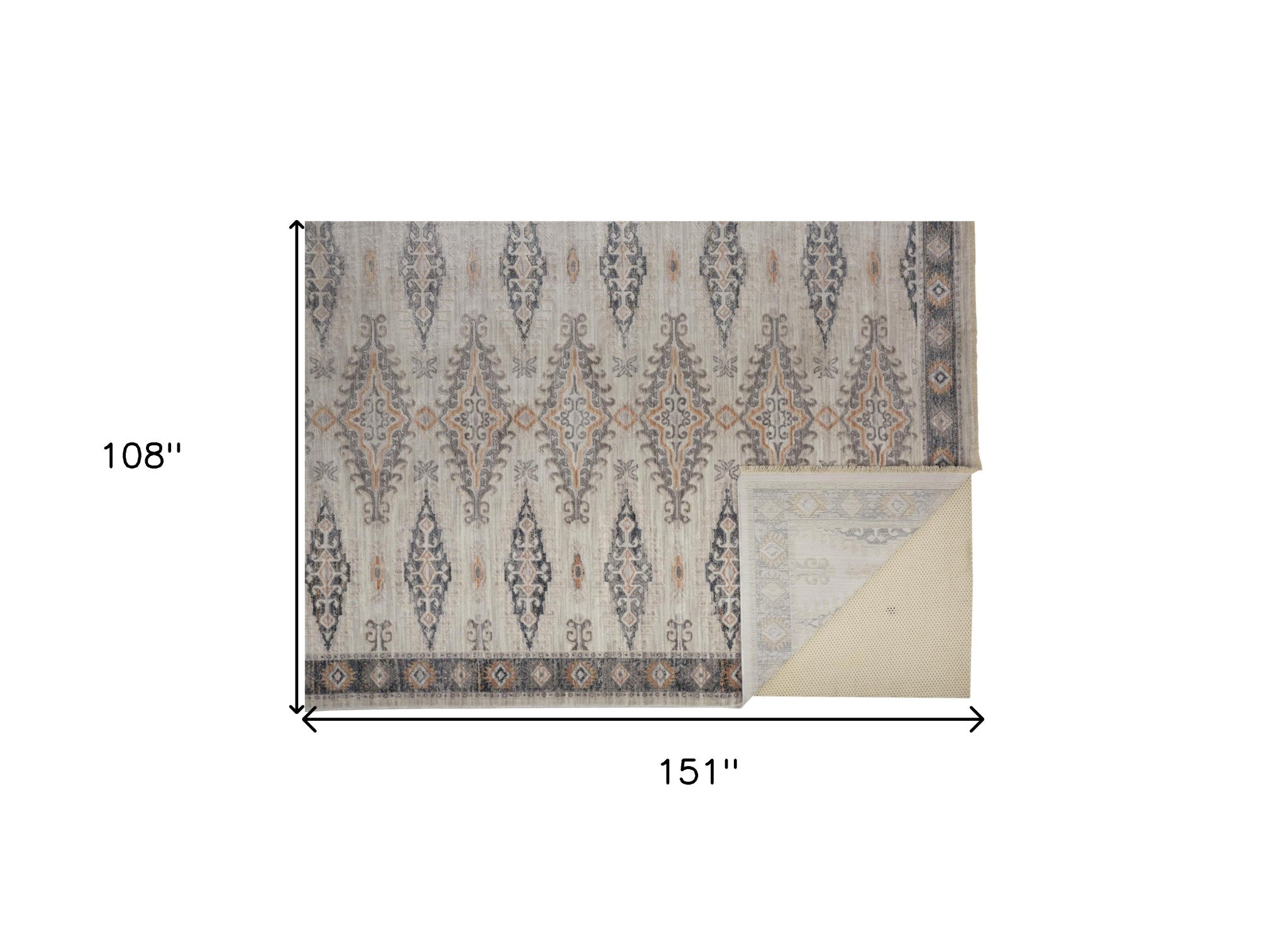 4' X 6' Gray Blue And Orange Floral Stain Resistant Area Rug