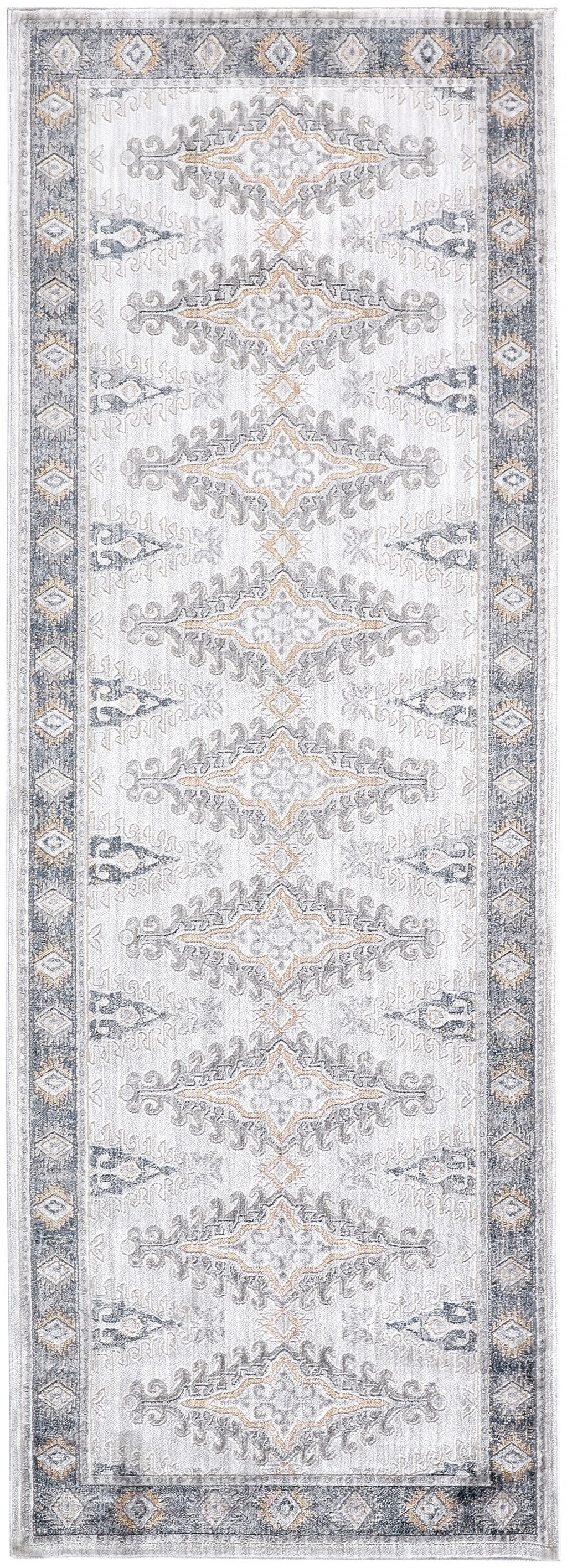 4' X 6' Gray Blue And Orange Floral Stain Resistant Area Rug