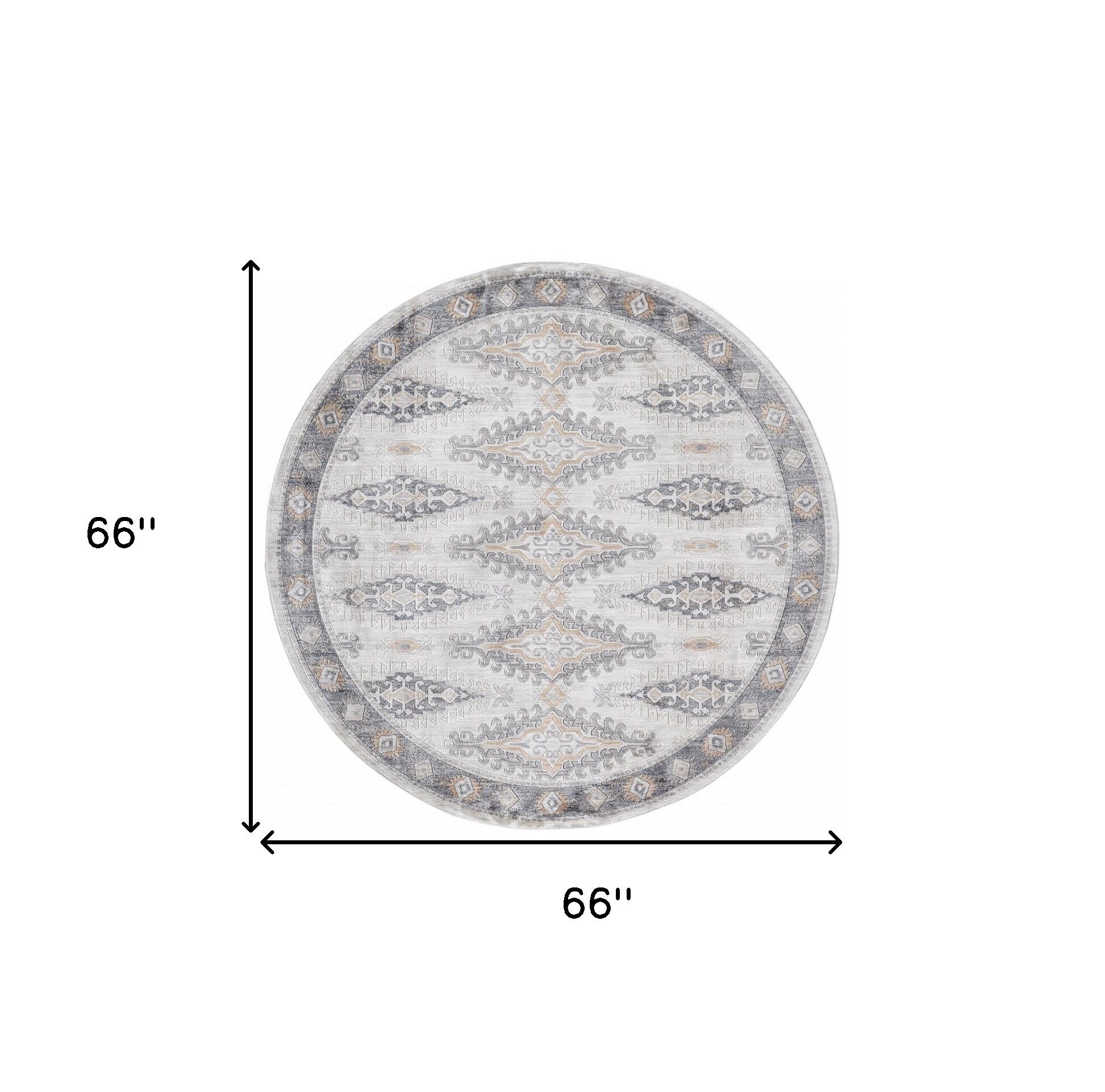 4' X 6' Gray Blue And Orange Floral Stain Resistant Area Rug