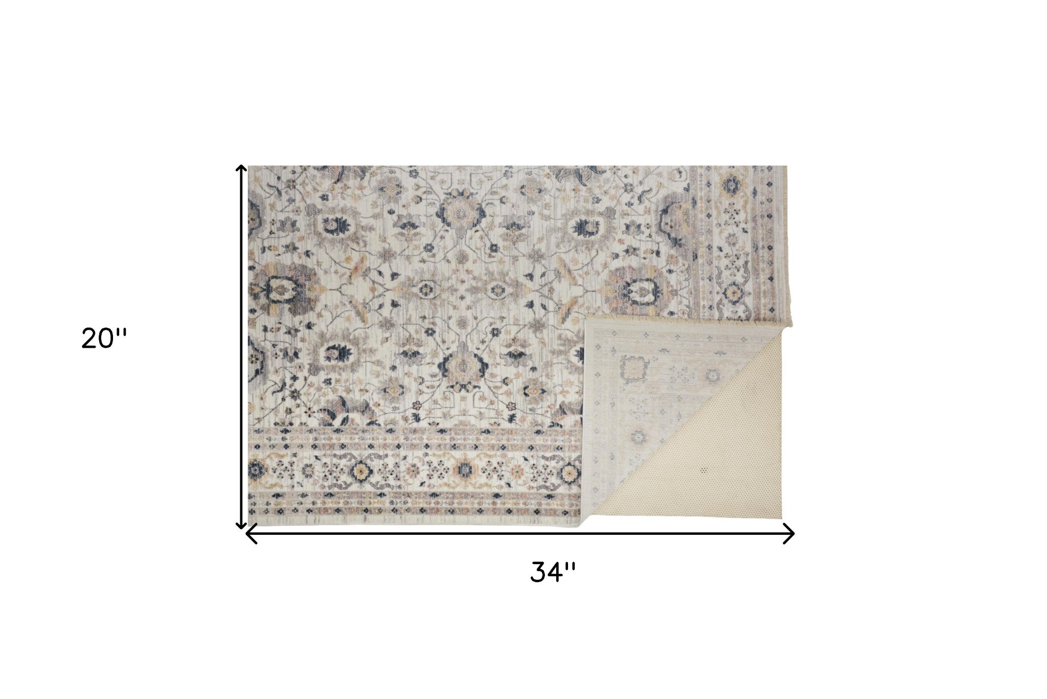 4' X 6' Tan Ivory And Blue Floral Stain Resistant Area Rug