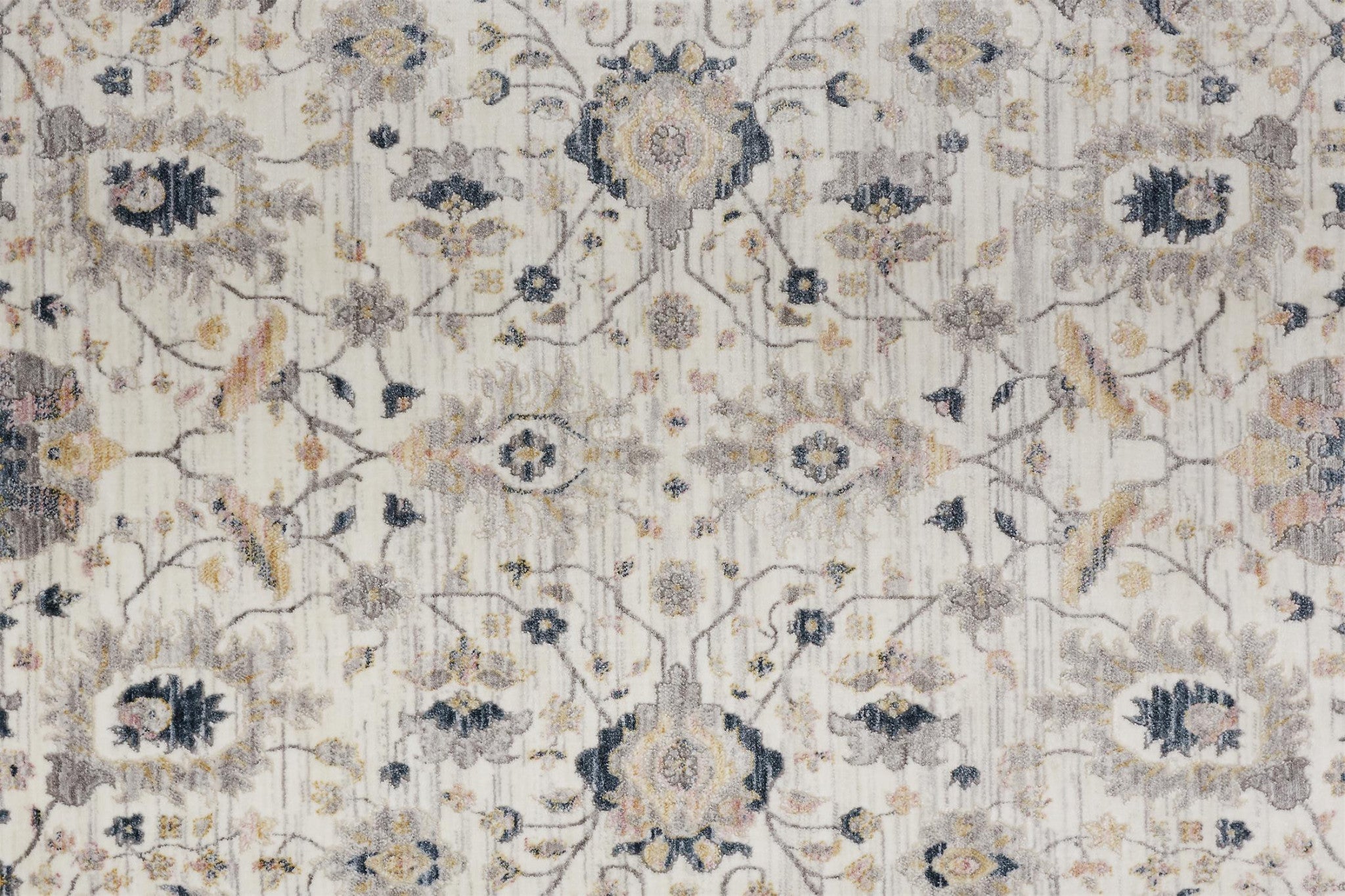 4' X 6' Tan Ivory And Blue Floral Stain Resistant Area Rug