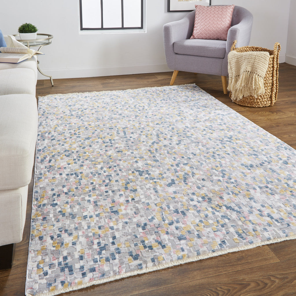 4' X 6' Taupe Tan And Orange Abstract Stain Resistant Area Rug