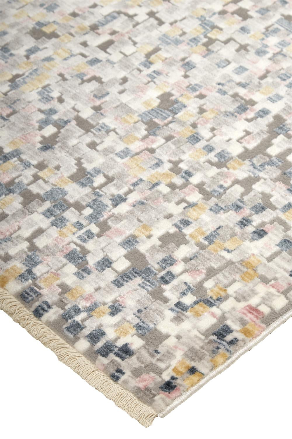 4' X 6' Taupe Tan And Orange Abstract Stain Resistant Area Rug