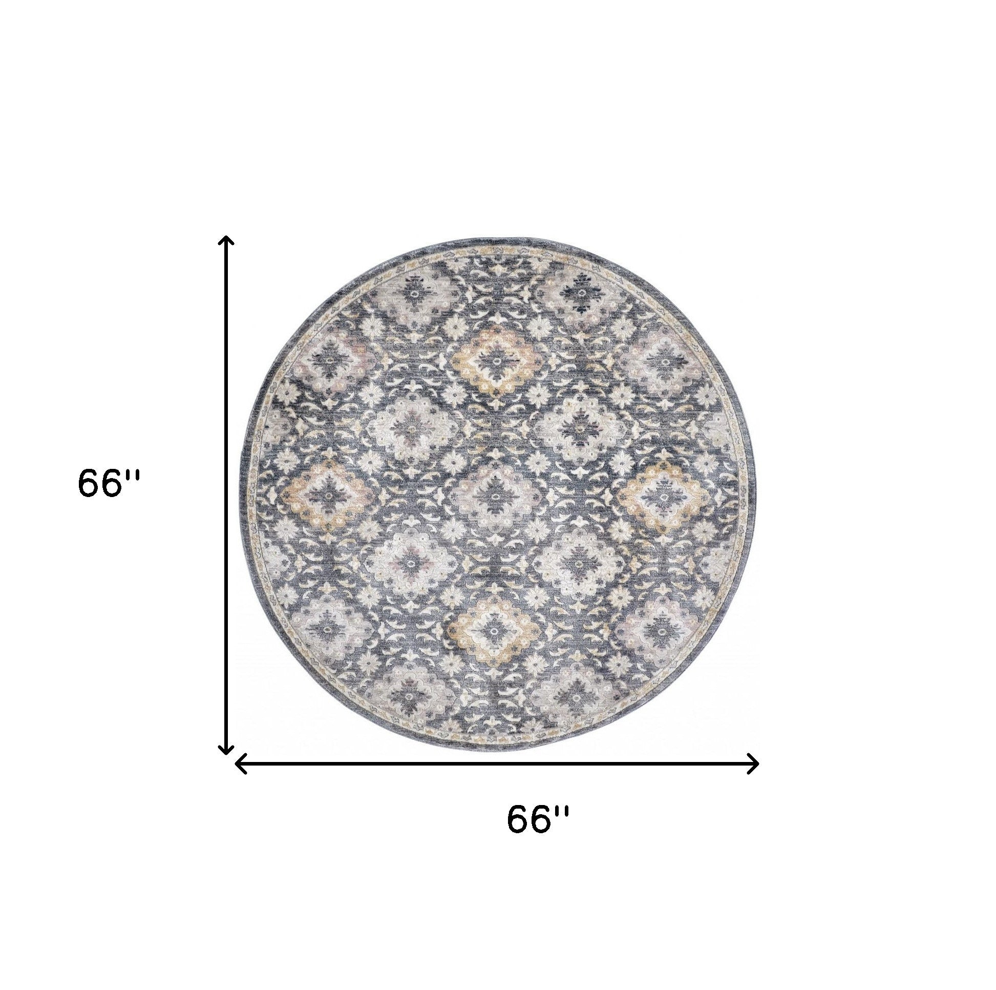 Blue And Gold Floral Stain Resistant Area Rug - 4' x 6'