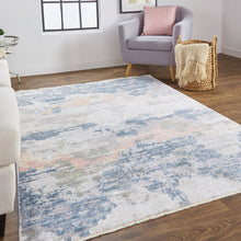 4' X 6' Blue Gray And Ivory Abstract Stain Resistant Area Rug