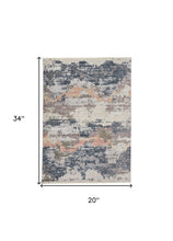 4' X 6' Blue Gray And Ivory Abstract Stain Resistant Area Rug