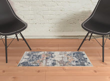 4' X 6' Blue Gray And Ivory Abstract Stain Resistant Area Rug