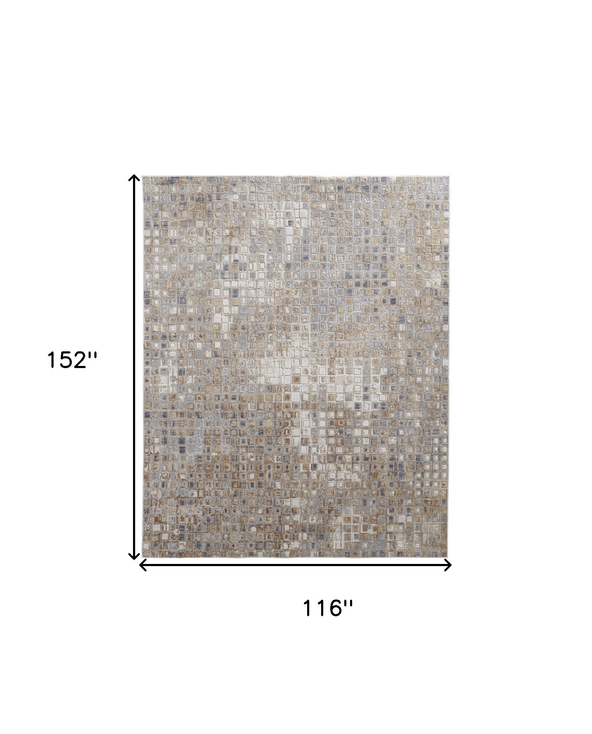 4' X 6' Tan Ivory And Blue Geometric Power Loom Distressed Area Rug