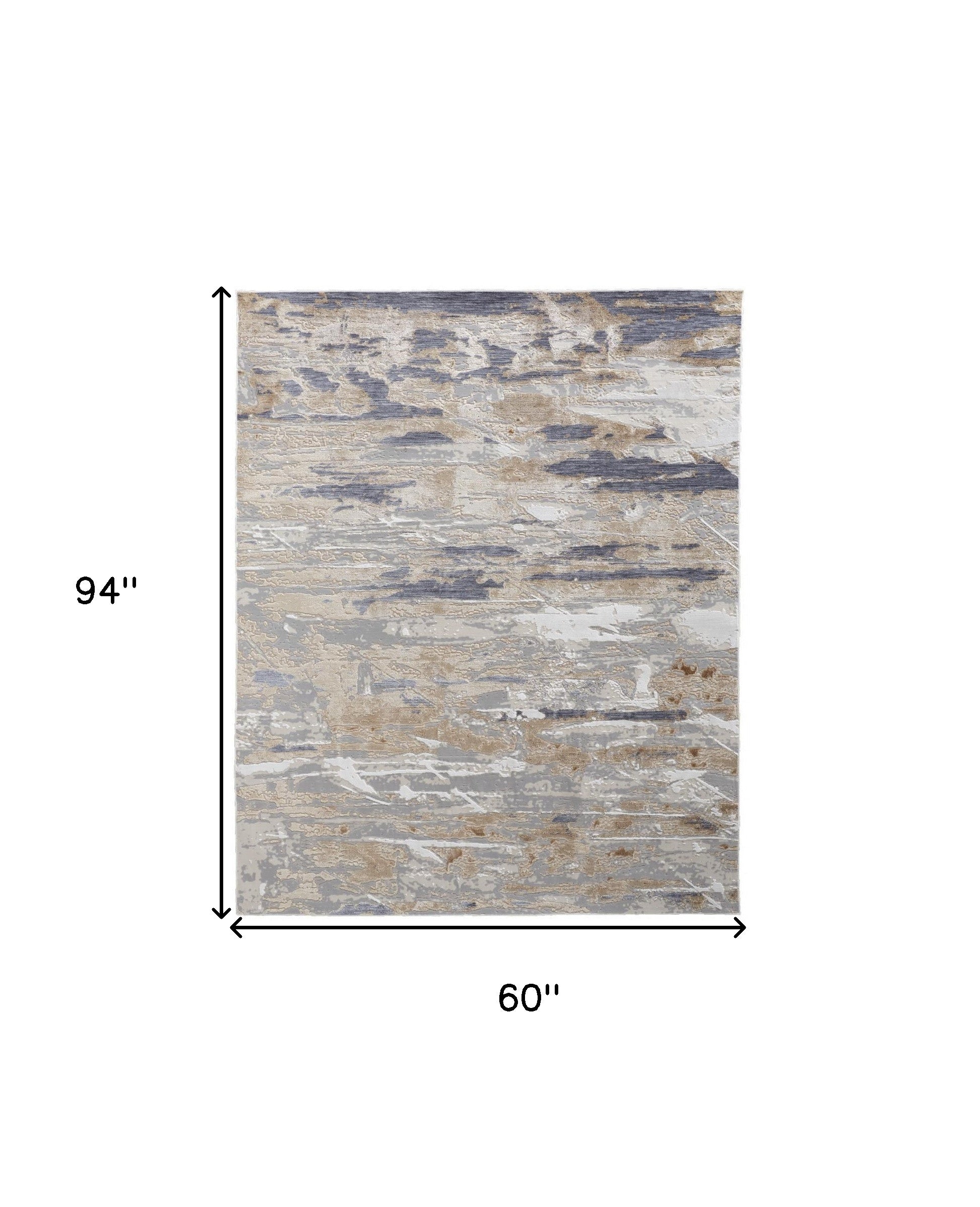 Tan Orange And Ivory Abstract Power Loom Distressed Area Rug - 4' x 6'