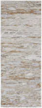 Tan Orange And Ivory Abstract Power Loom Distressed Area Rug - 4' x 6'