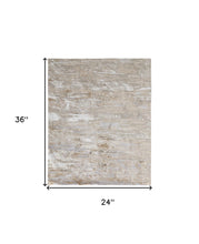 Tan Orange And Ivory Abstract Power Loom Distressed Area Rug - 4' x 6'